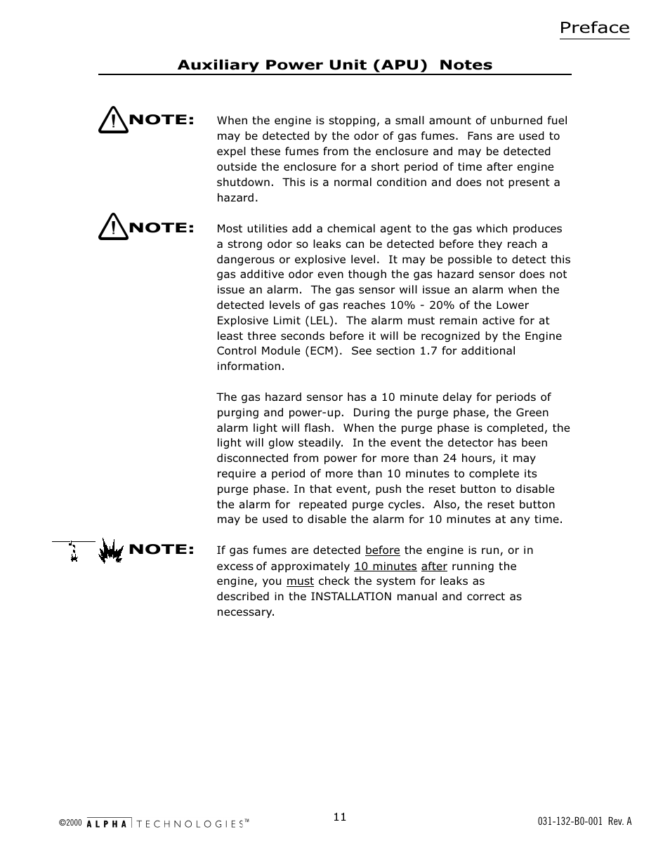 Preface | Alpha Technologies AlphaGen 5.0kW Auxiliary Power Unit User Manual | Page 11 / 88