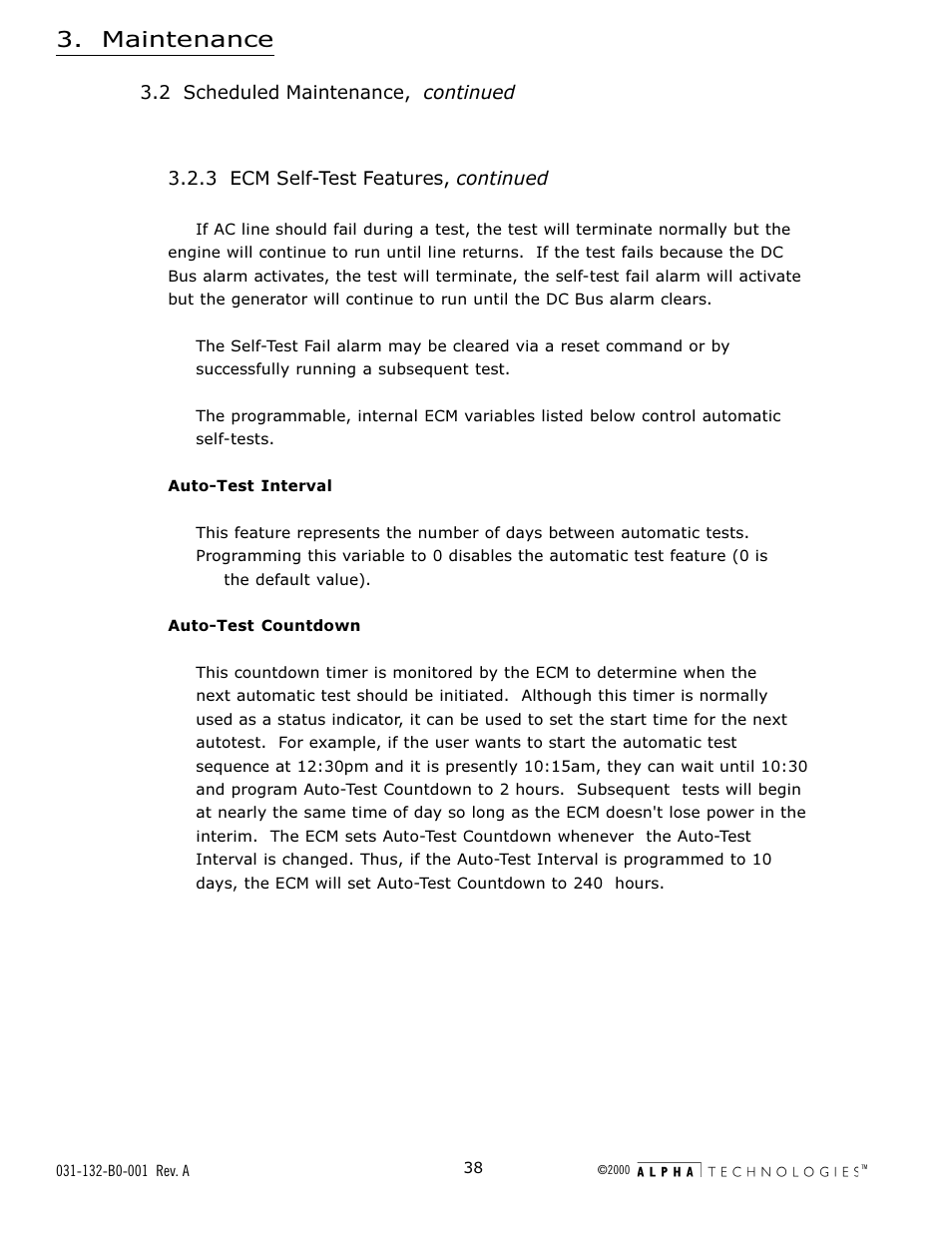 Maintenance | Alpha Technologies AlphaGen 5.0kW Auxiliary Power Unit User Manual | Page 38 / 88