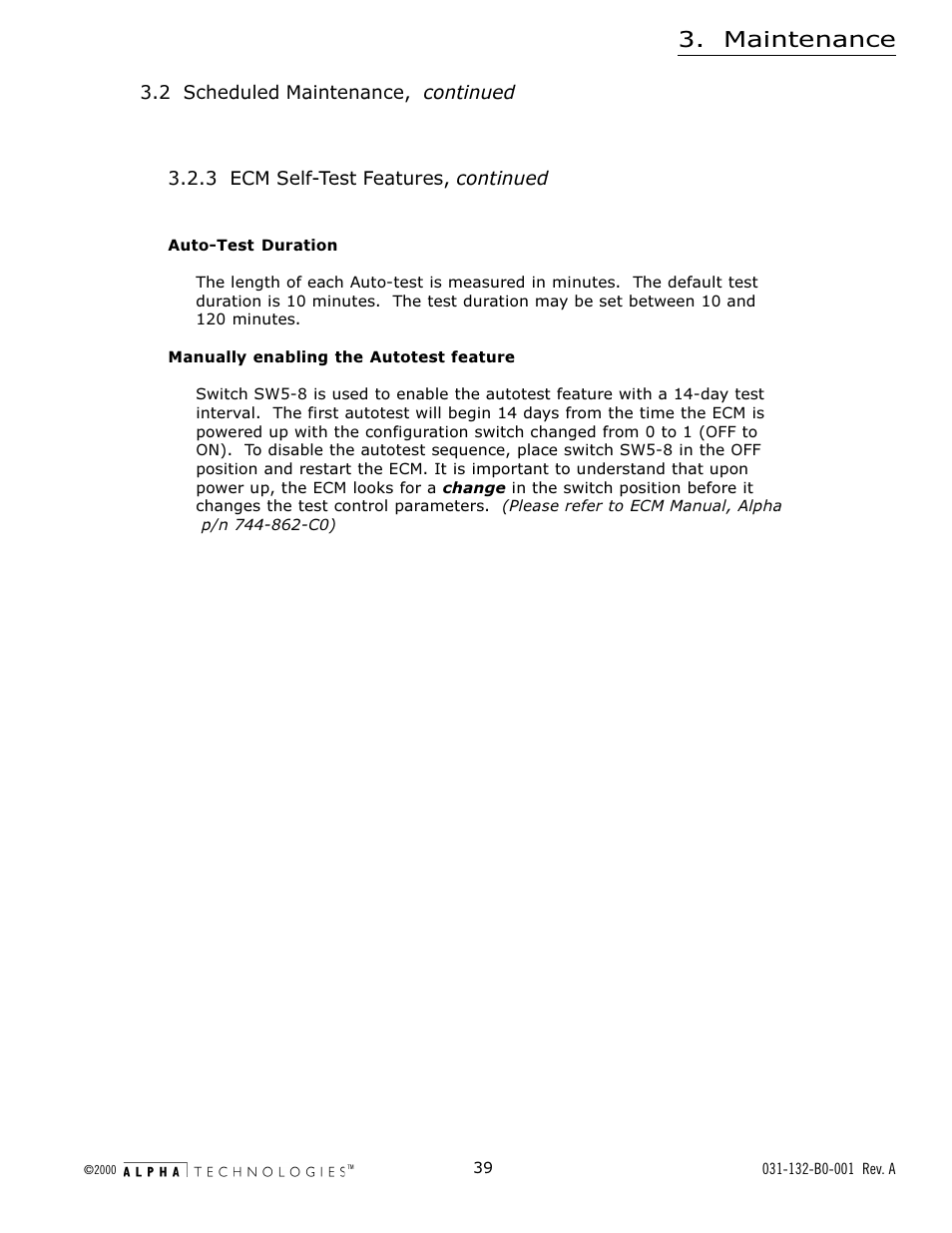 Maintenance | Alpha Technologies AlphaGen 5.0kW Auxiliary Power Unit User Manual | Page 39 / 88