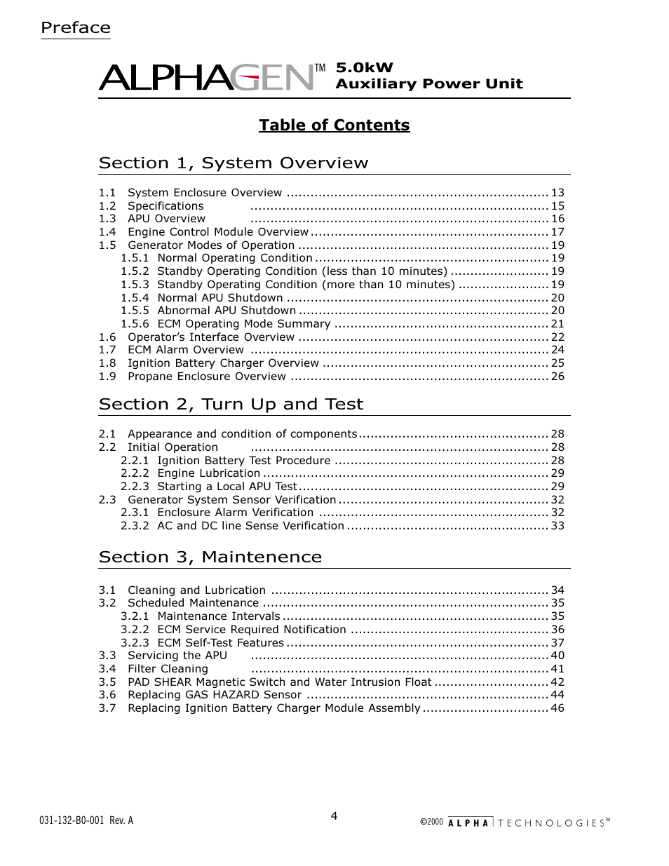 Alpha Technologies AlphaGen 5.0kW Auxiliary Power Unit User Manual | Page 4 / 88