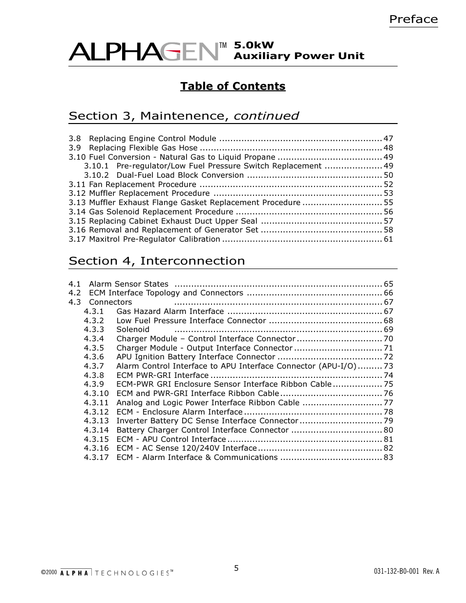 Preface | Alpha Technologies AlphaGen 5.0kW Auxiliary Power Unit User Manual | Page 5 / 88