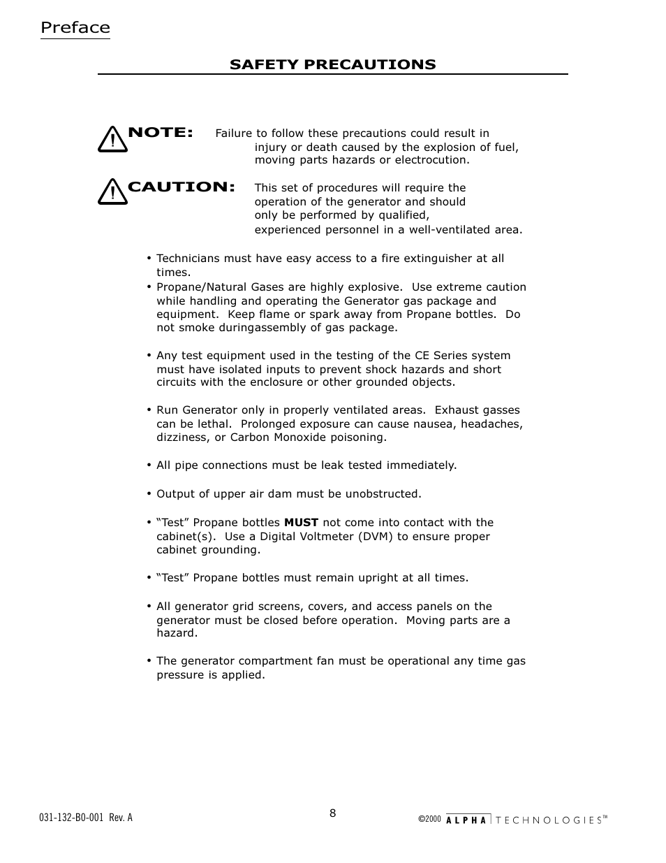 Preface | Alpha Technologies AlphaGen 5.0kW Auxiliary Power Unit User Manual | Page 8 / 88