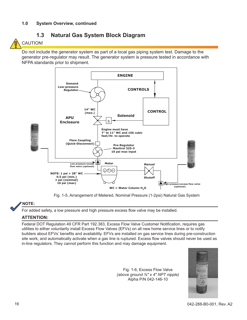 3 natural gas system block diagram, 0 system overview, continued, Attention: caution | Alpha Technologies AlphaGen PN-6x-T 7.5kW 48Vdc User Manual | Page 16 / 95