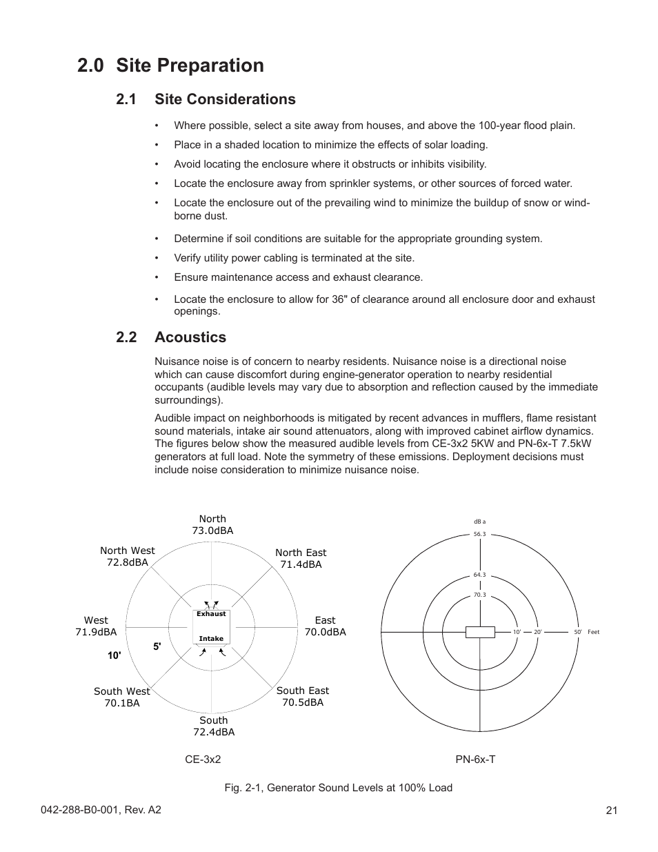 0 site preparation, 1 site considerations, 2 acoustics | Alpha Technologies AlphaGen PN-6x-T 7.5kW 48Vdc User Manual | Page 21 / 95