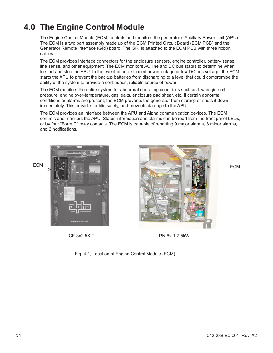 0 the engine control module | Alpha Technologies AlphaGen PN-6x-T 7.5kW 48Vdc User Manual | Page 54 / 95