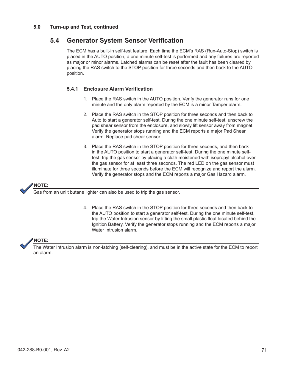 4 generator system sensor verification | Alpha Technologies AlphaGen PN-6x-T 7.5kW 48Vdc User Manual | Page 71 / 95