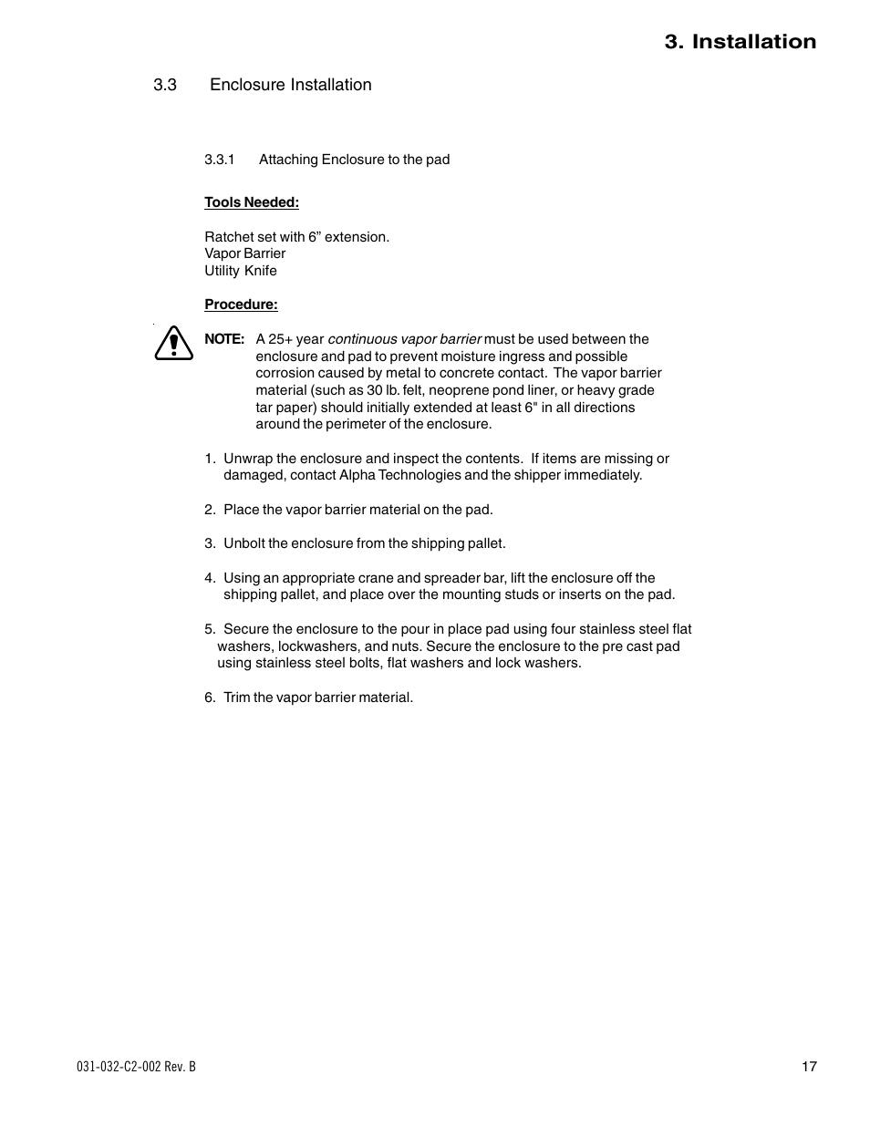 Installation | Alpha Technologies BD-8 User Manual | Page 17 / 34