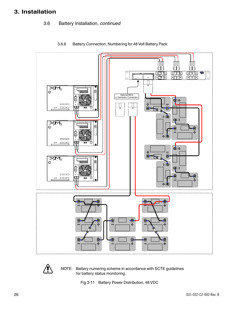 Installation, Continued, 6 battery installation | Upper tray lower tray, Pn-6 enclosure bd-8 enclosure (option) | Alpha Technologies BD-8 User Manual | Page 26 / 34