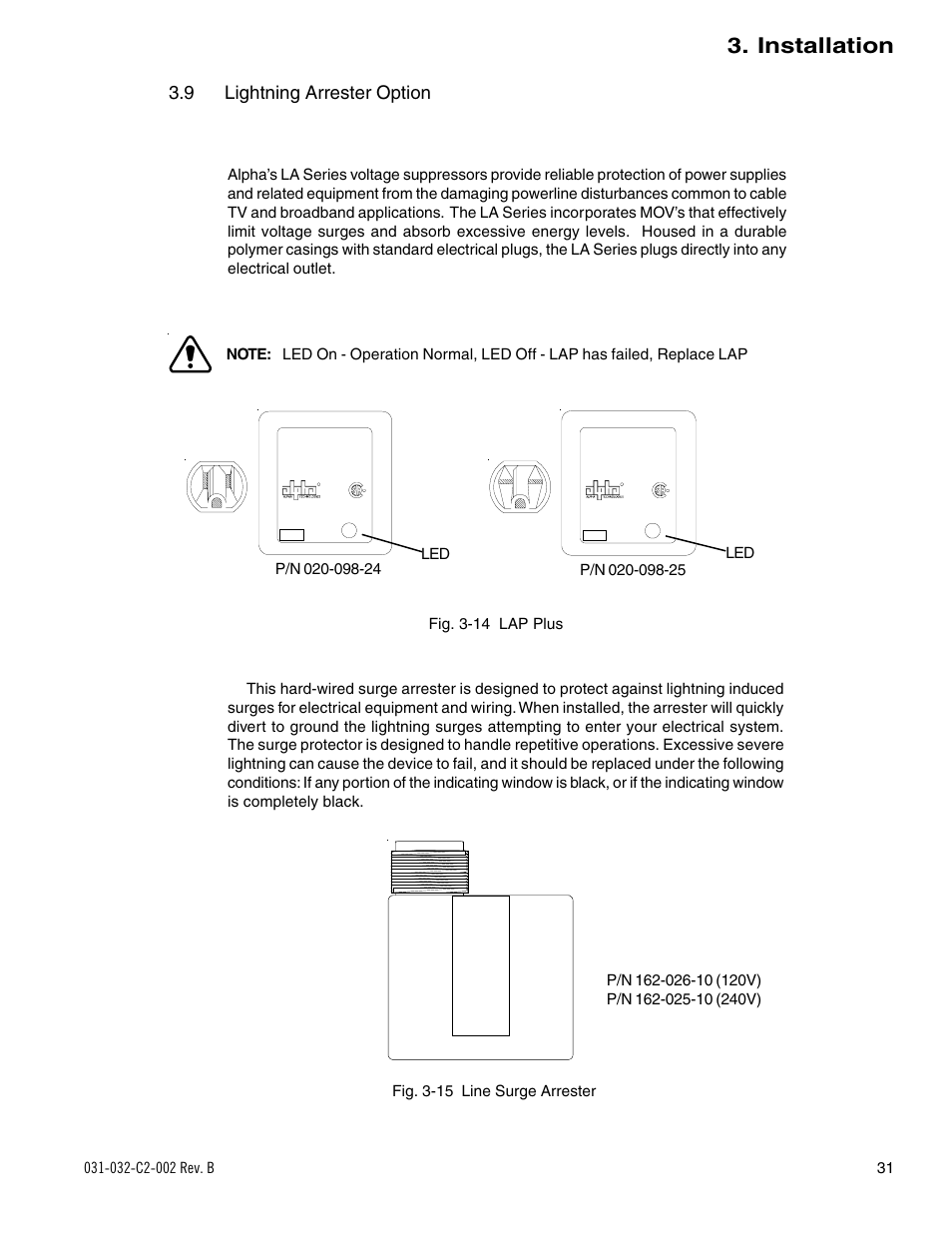 Installation, 9 lightning arrester option | Alpha Technologies BD-8 User Manual | Page 31 / 34