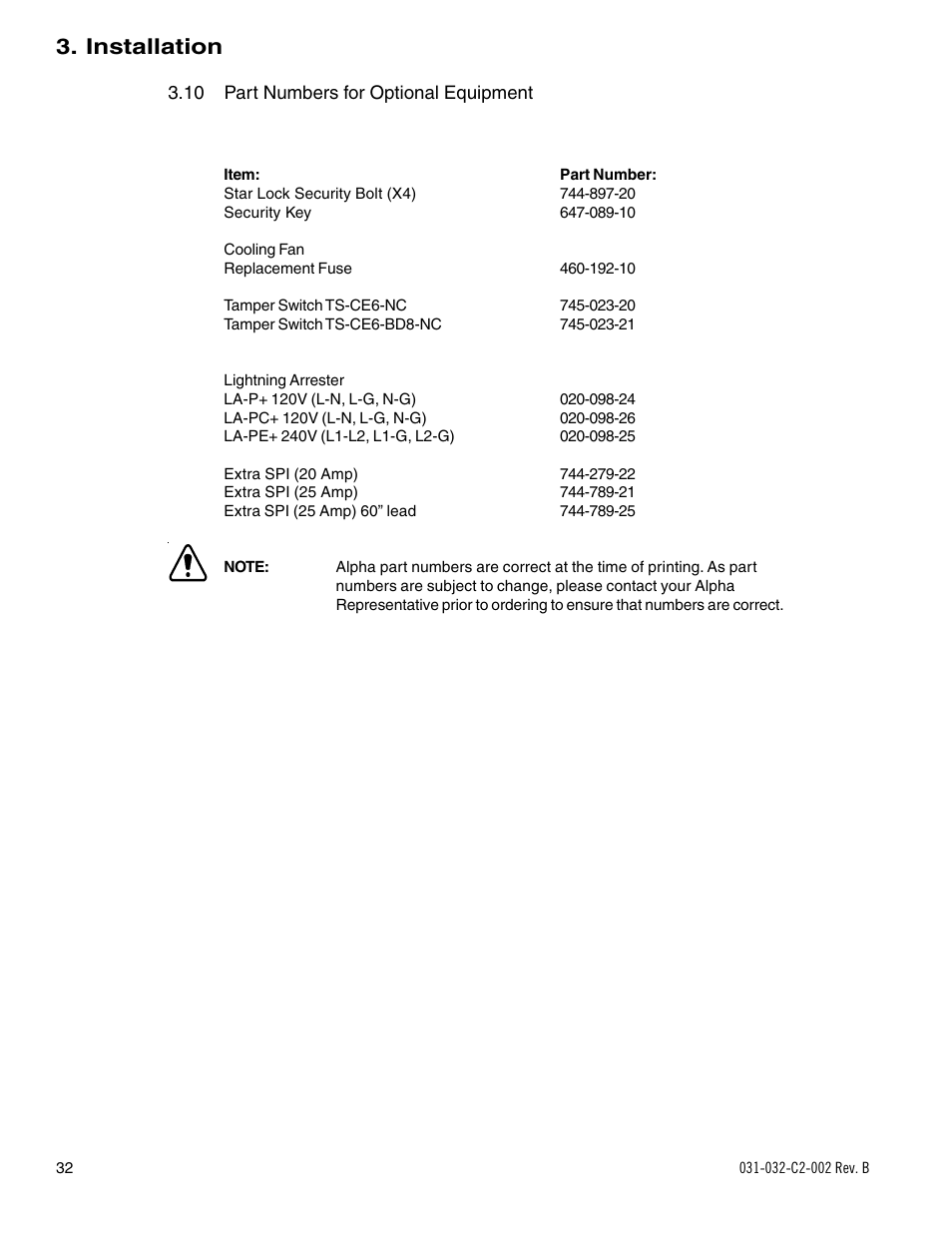 Installation | Alpha Technologies BD-8 User Manual | Page 32 / 34