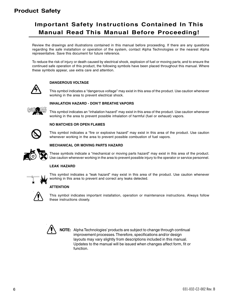 Product safety | Alpha Technologies BD-8 User Manual | Page 6 / 34