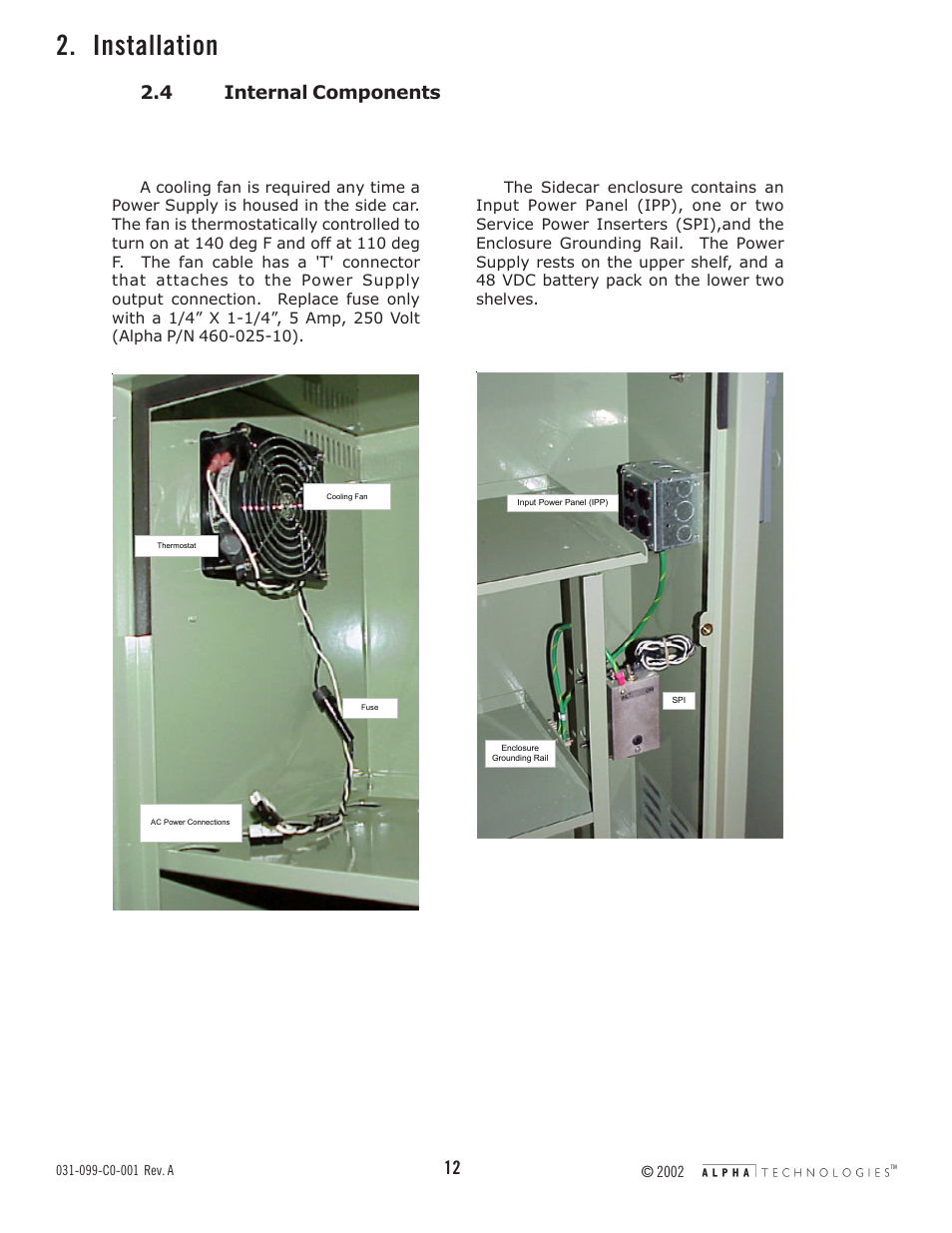Installation, 4 internal components | Alpha Technologies CESC-3X User Manual | Page 12 / 18