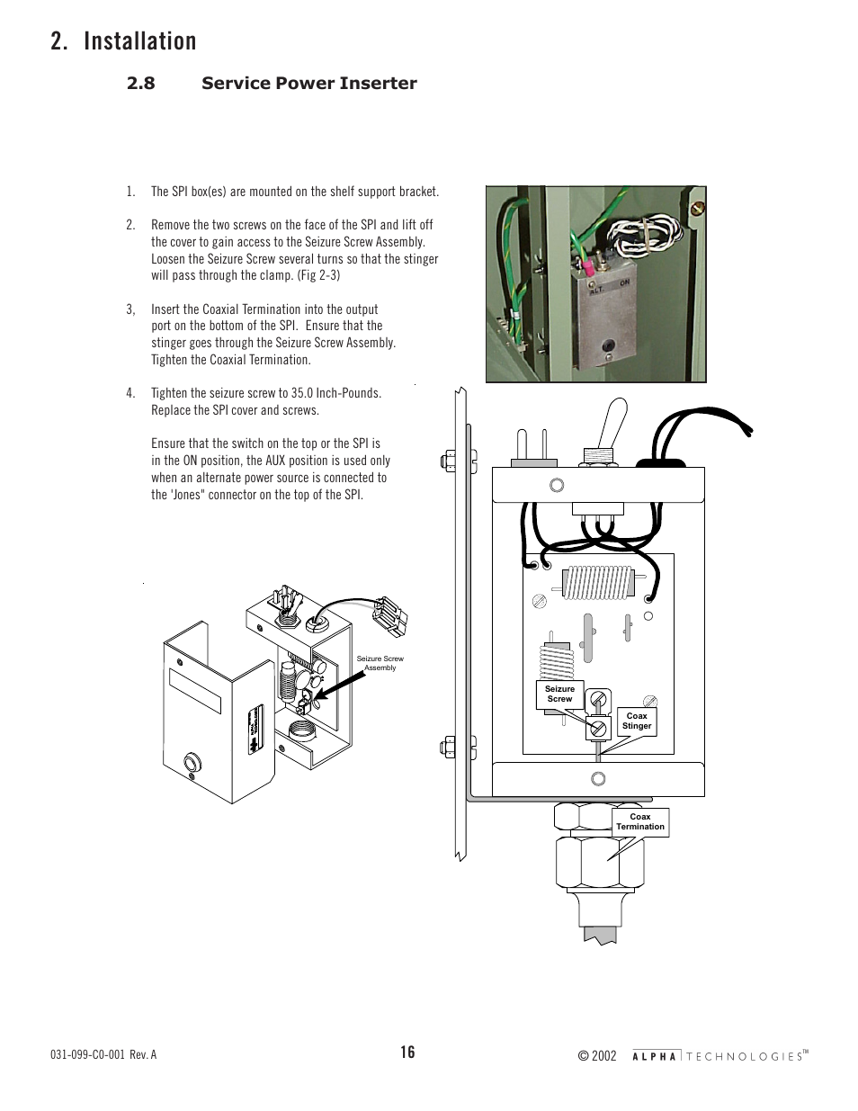 Installation, 8 service power inserter | Alpha Technologies CESC-3X User Manual | Page 16 / 18