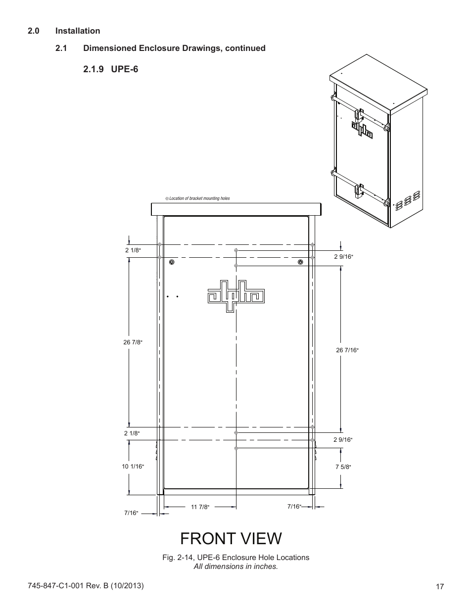 Front view, 9 upe-6 | Alpha Technologies UPE-3, UPE-6, UPE-M3, UPE-M6, PN, CE and FPE Series - Installation User Manual | Page 17 / 20
