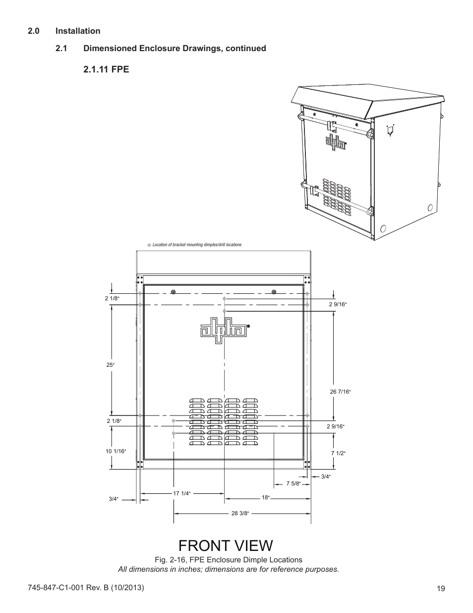 Front view, 11 fpe | Alpha Technologies UPE-3, UPE-6, UPE-M3, UPE-M6, PN, CE and FPE Series - Installation User Manual | Page 19 / 20