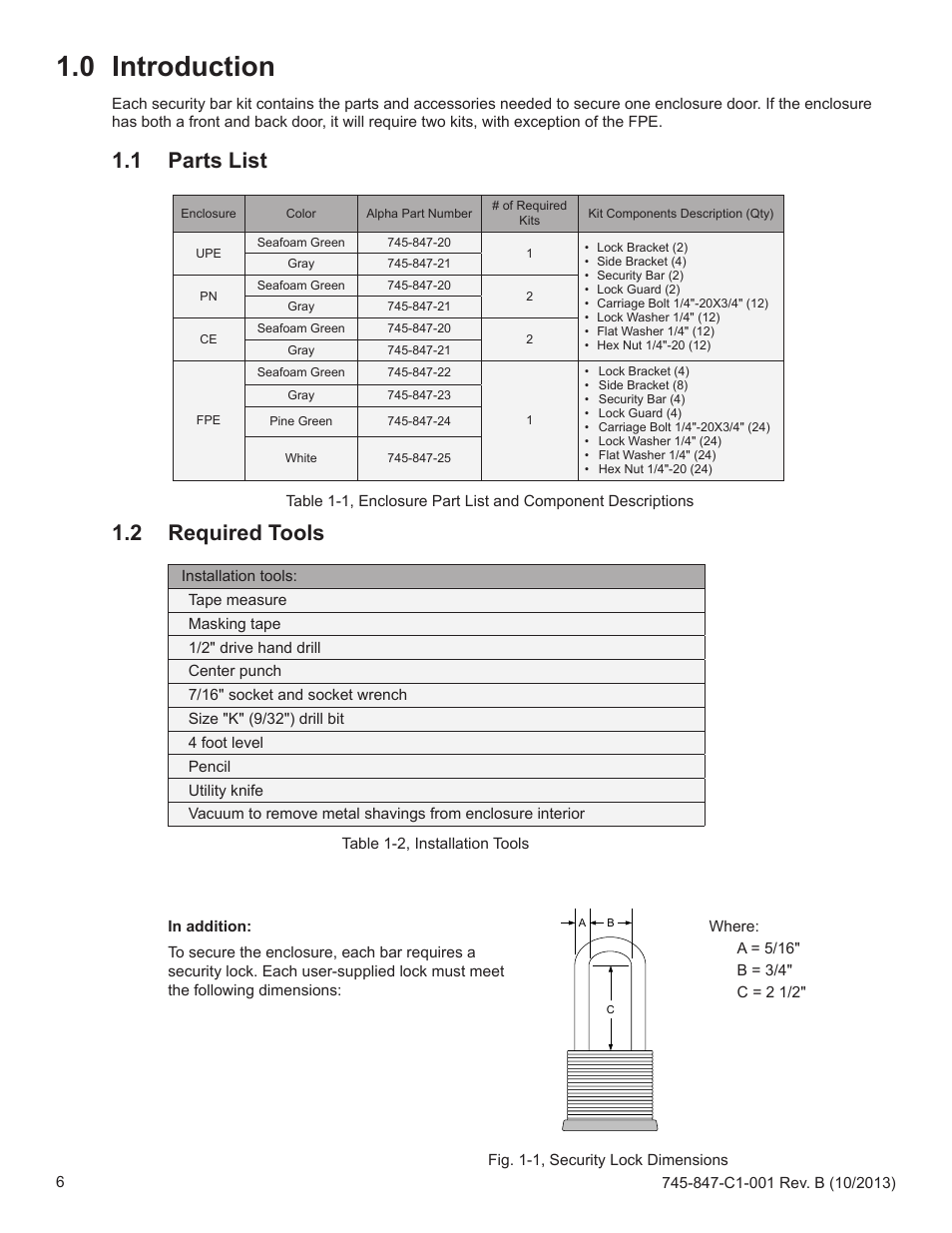 0 introduction, 1 parts list, 2 required tools | Alpha Technologies UPE-3, UPE-6, UPE-M3, UPE-M6, PN, CE and FPE Series - Installation User Manual | Page 6 / 20