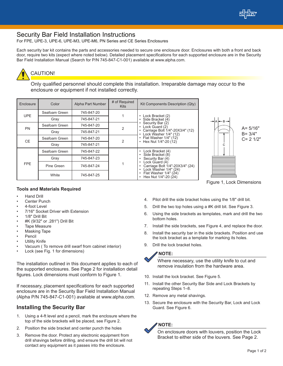 Alpha Technologies UPE-3, UPE-6, UPE-M3, UPE-M6, PN, CE and FPE Series - Quick Start Guide User Manual | 2 pages