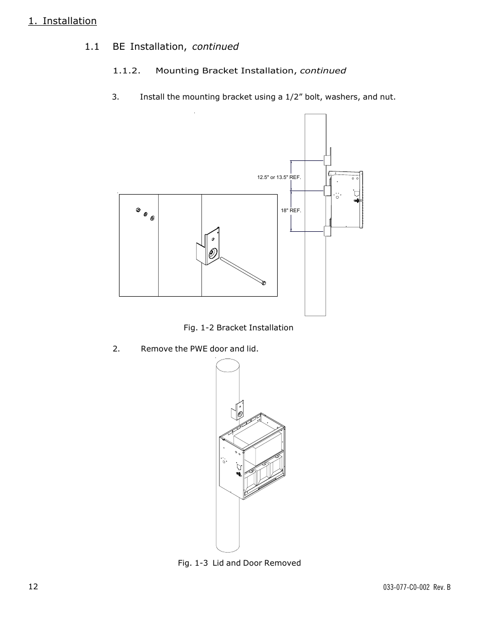 Mounting bracket installation | Alpha Technologies PWE Battery Enclosure (BE) User Manual | Page 12 / 20