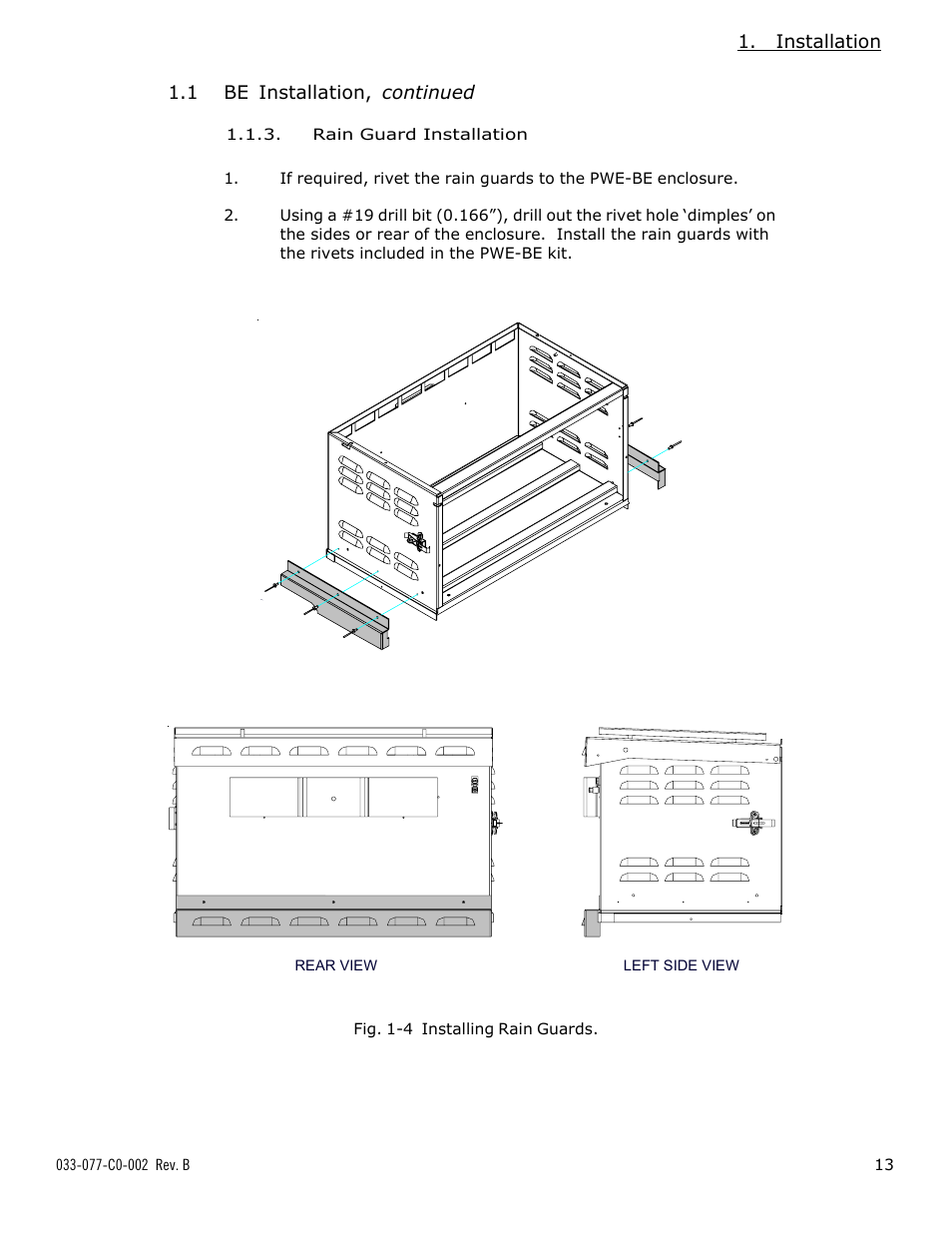 Rain guard installation 13 | Alpha Technologies PWE Battery Enclosure (BE) User Manual | Page 13 / 20