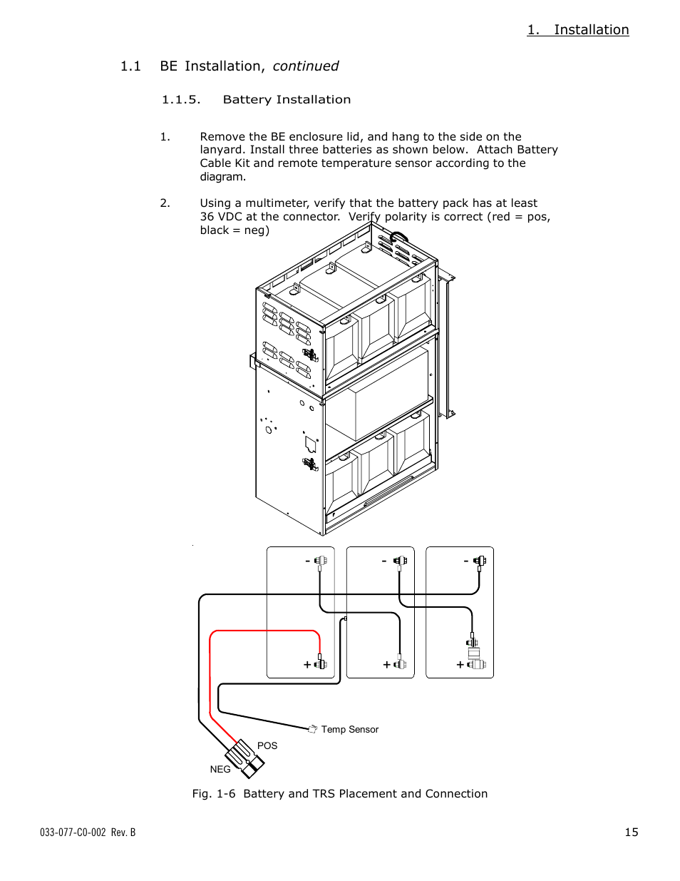 Battery installation | Alpha Technologies PWE Battery Enclosure (BE) User Manual | Page 15 / 20