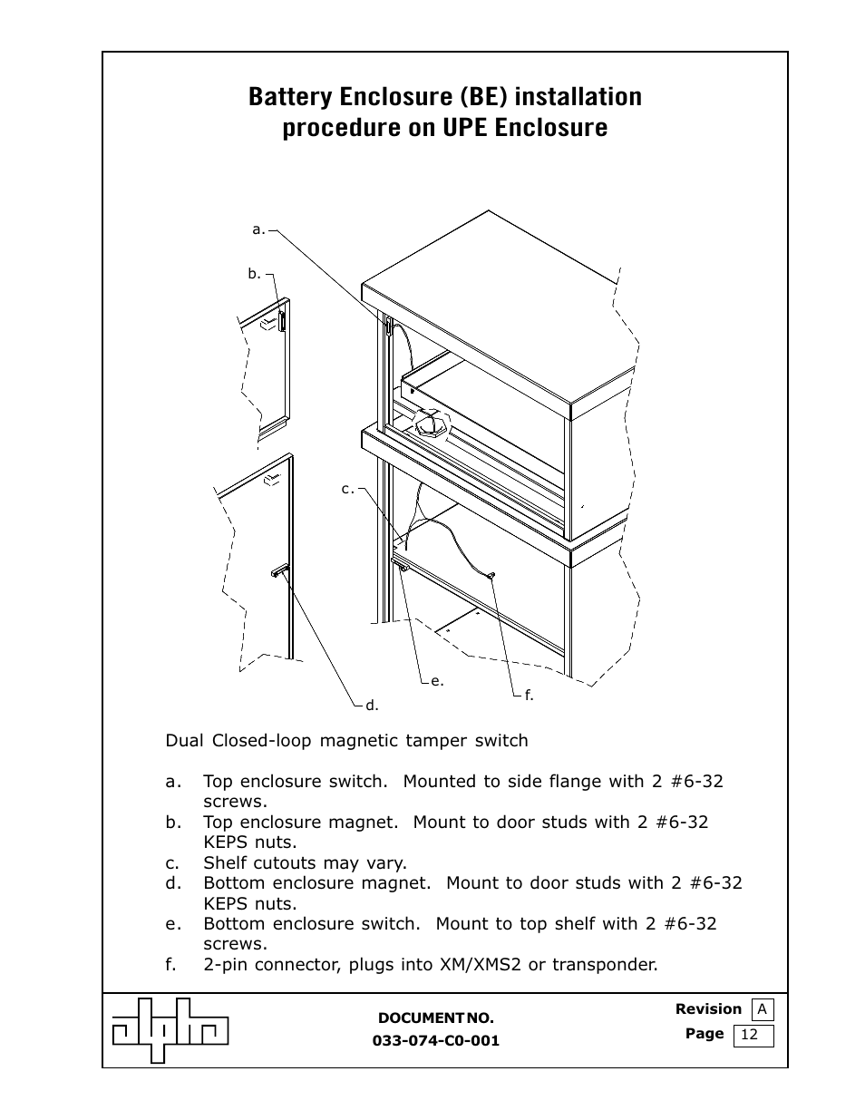 Alpha Technologies Battery Enclosure (BE) User Manual | Page 12 / 15