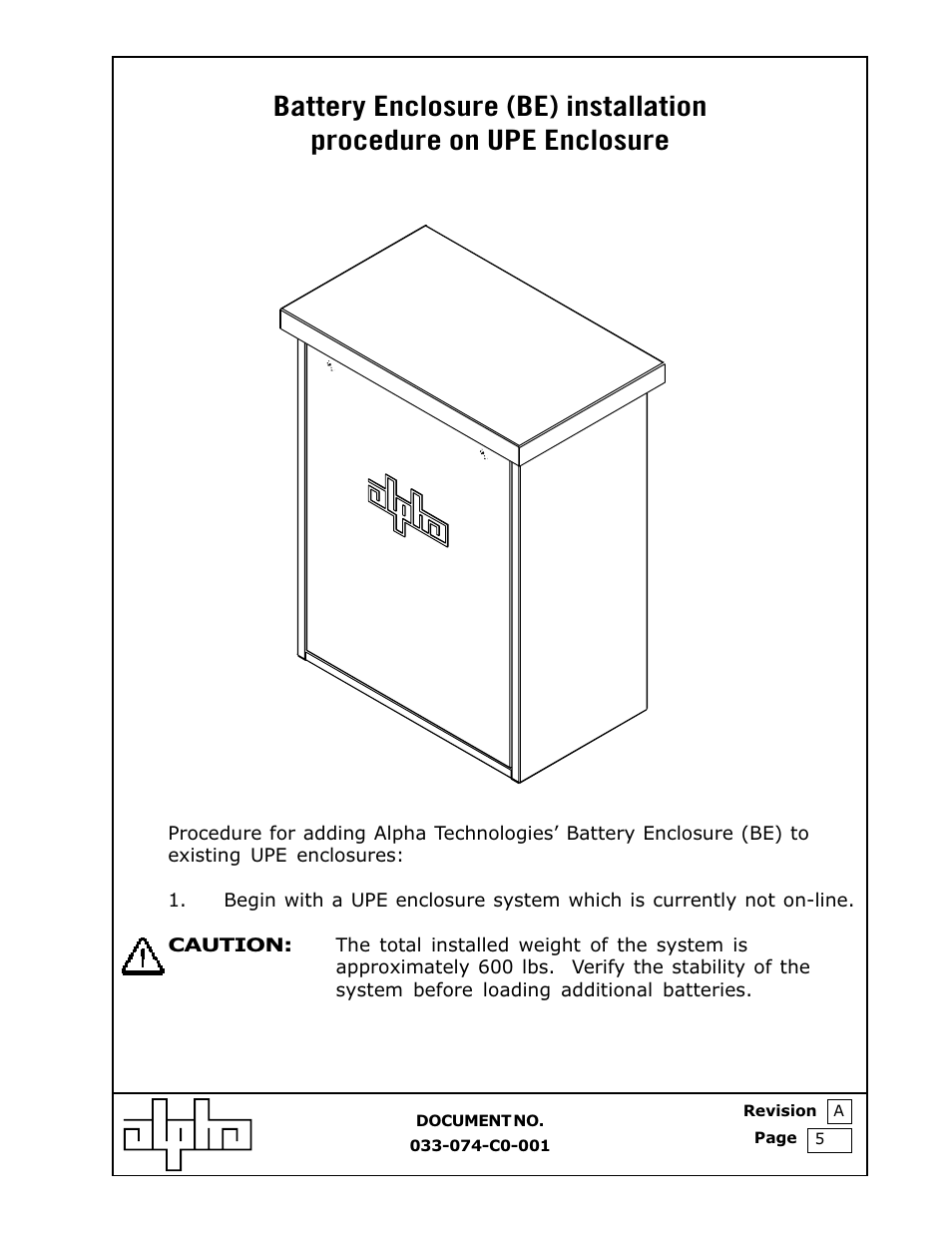 Alpha Technologies Battery Enclosure (BE) User Manual | Page 5 / 15