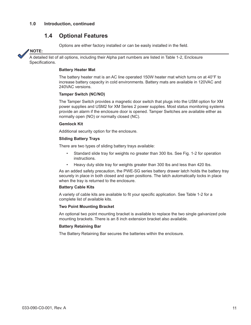 4 optional features | Alpha Technologies PWE-SG Series User Manual | Page 11 / 28