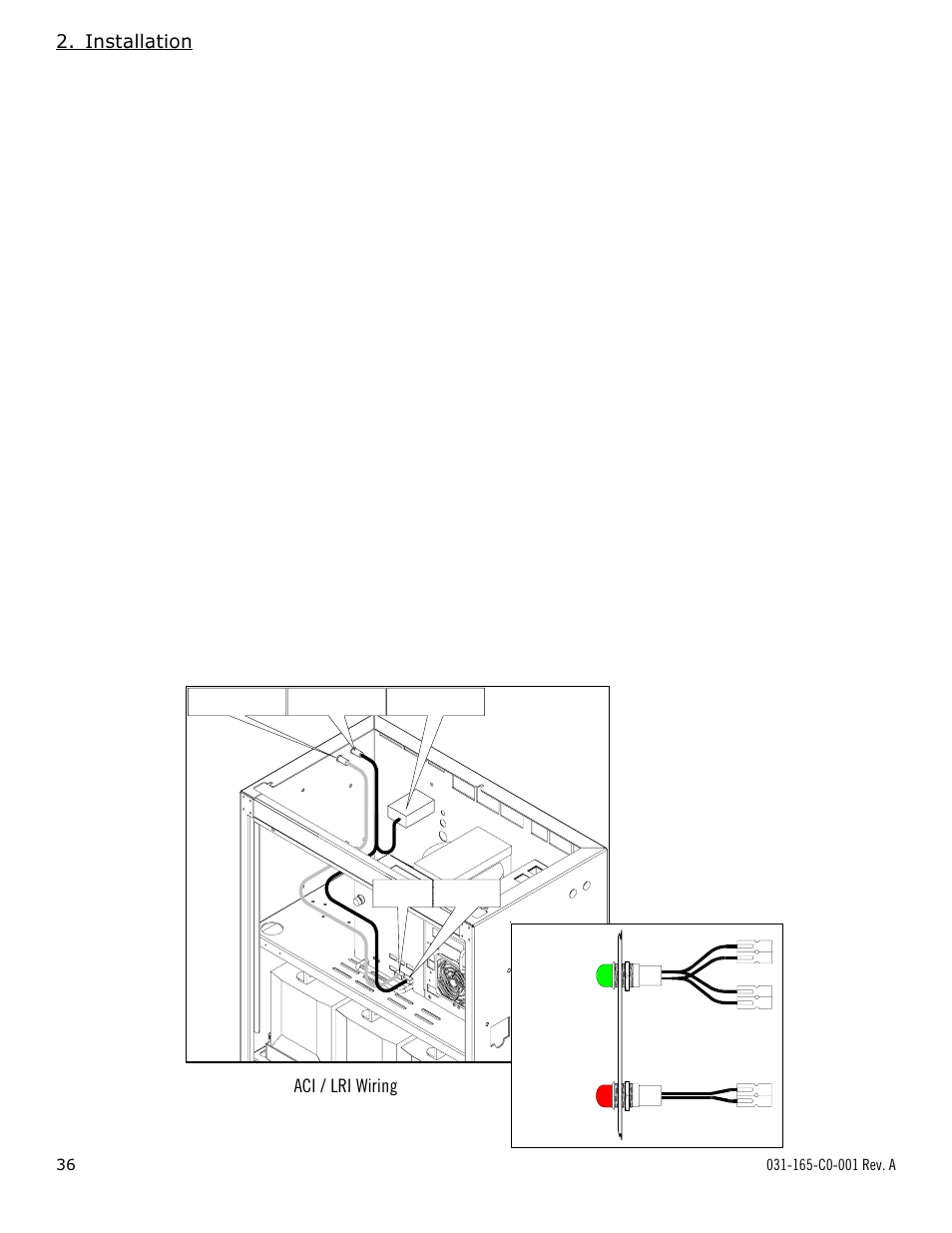 Installation, 9 battery heater mat, and lri-aci lamp option, Aci / lri wiring | Alpha Technologies UPE-8 User Manual | Page 36 / 40