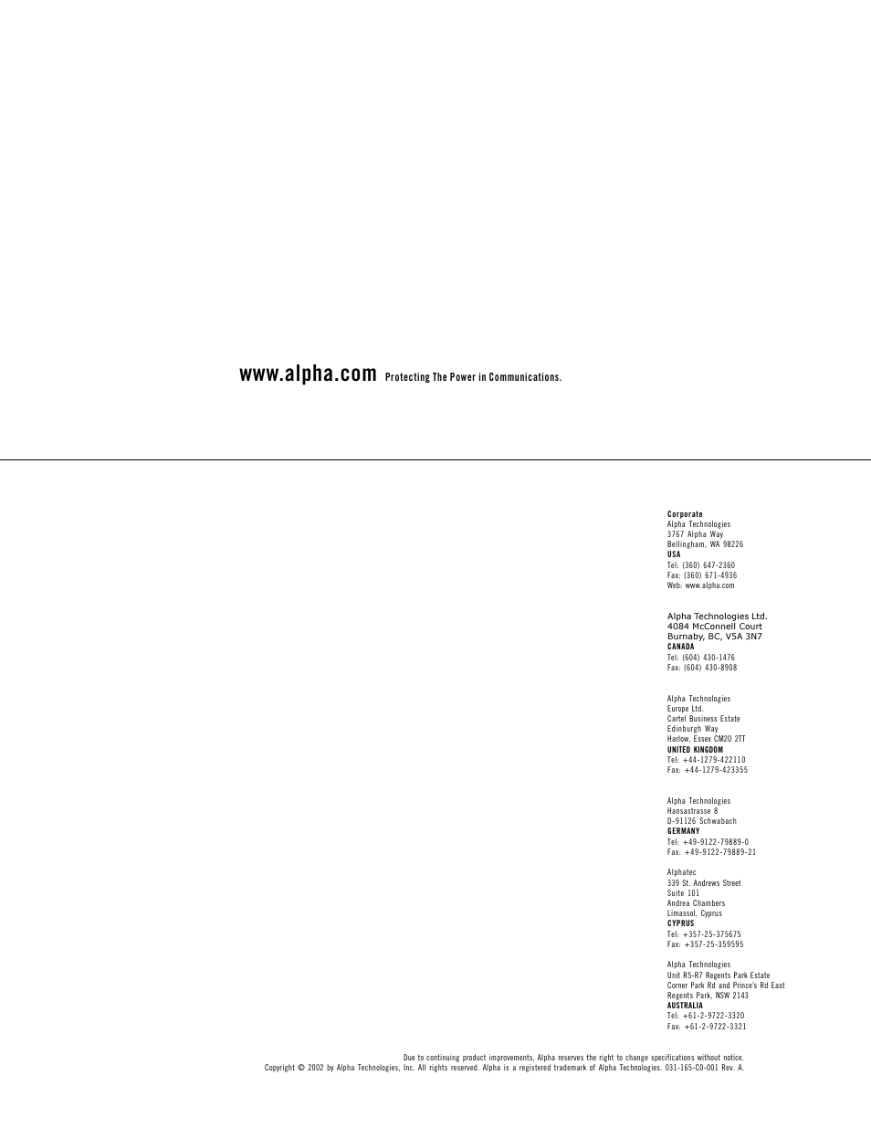 Power | Alpha Technologies UPE-8 User Manual | Page 40 / 40