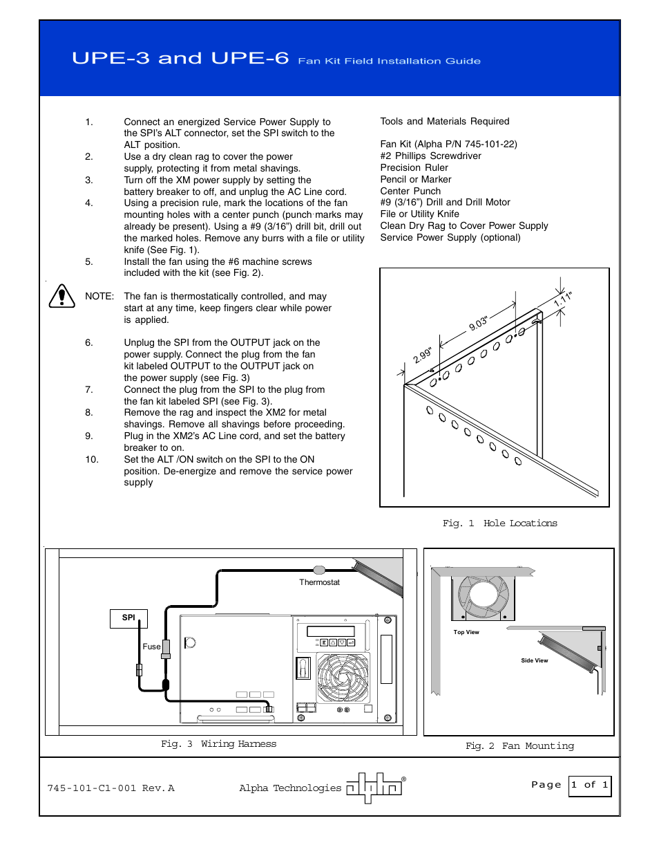 Alpha Technologies UPE-6 User Manual | 1 page