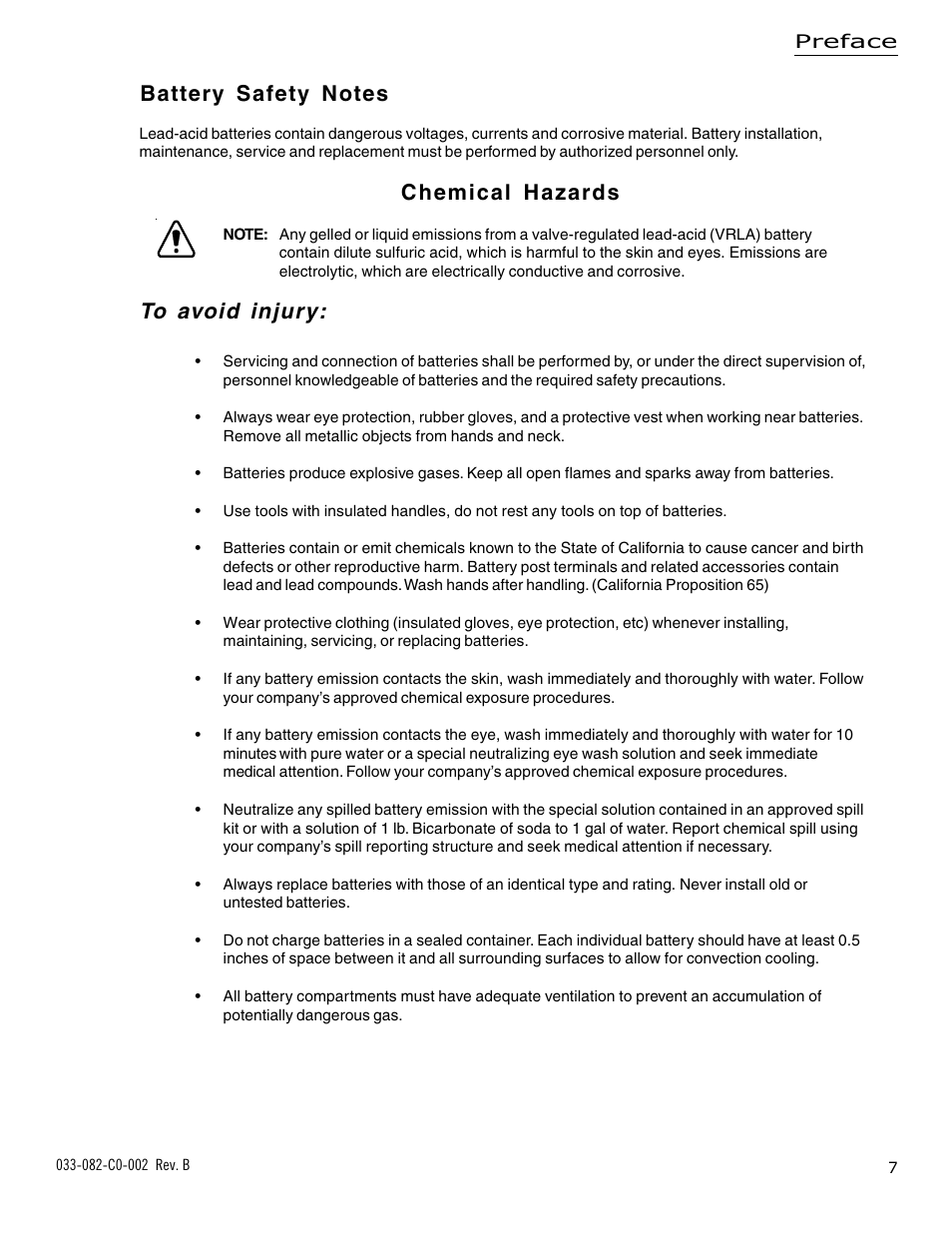 Chemical hazards | Alpha Technologies BSM-3 Battery Side Module Enclosure User Manual | Page 7 / 24