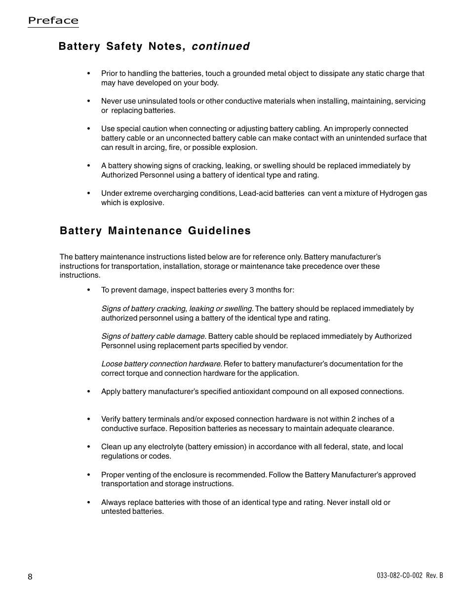 Continued, Battery maintenance guidelines | Alpha Technologies BSM-3 Battery Side Module Enclosure User Manual | Page 8 / 24