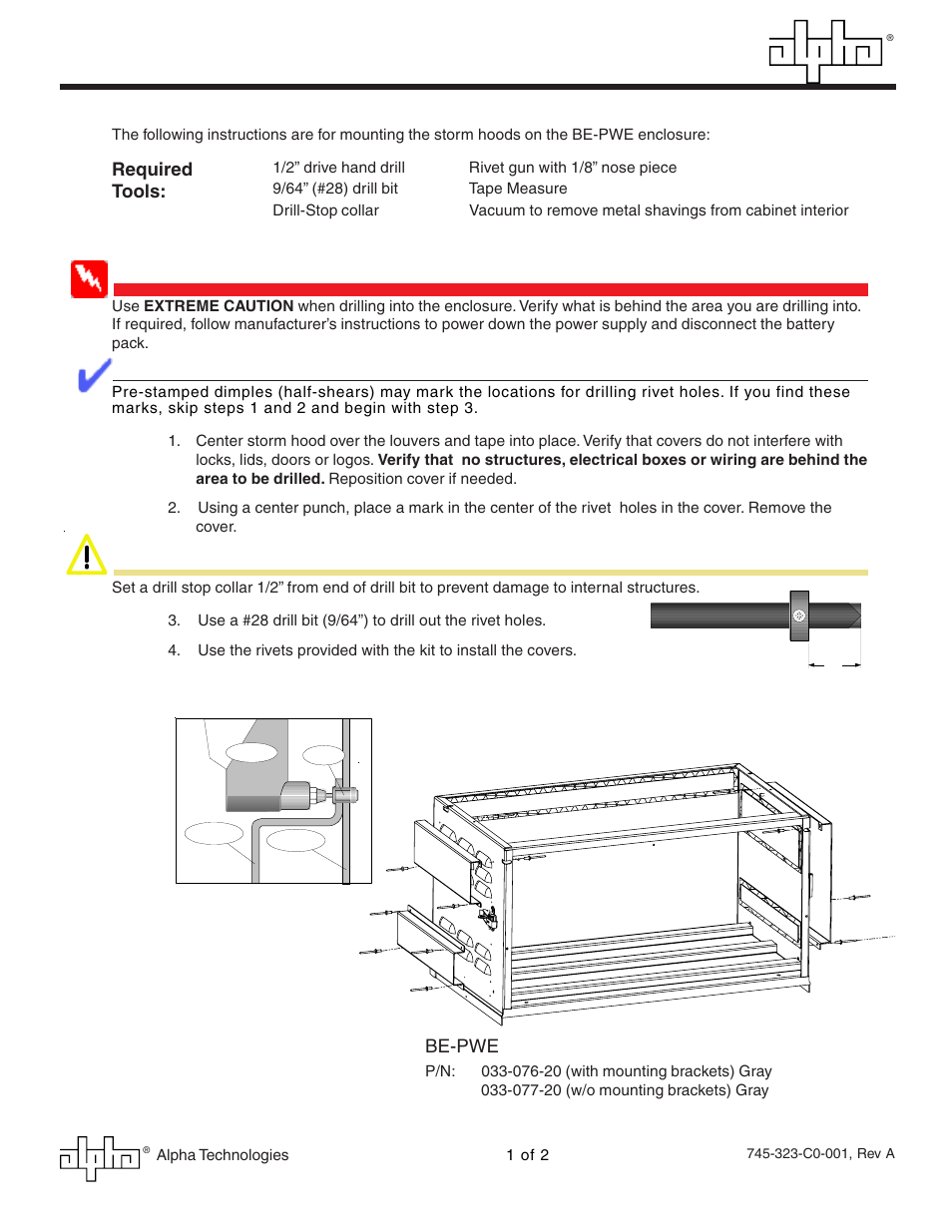 Alpha Technologies BE-PWE User Manual | 2 pages