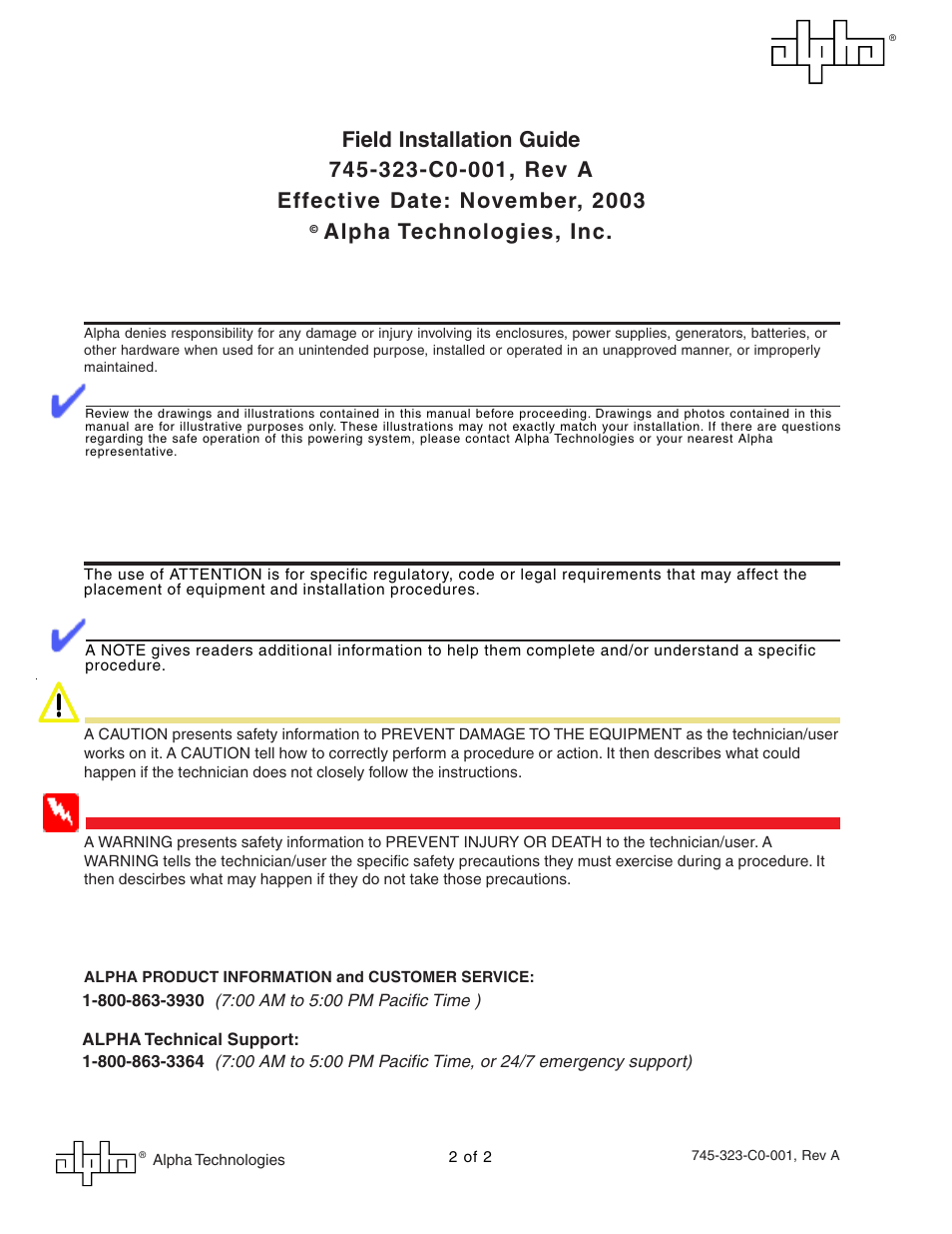 Storm hood installation for be-pwe, Alpha technologies, inc | Alpha Technologies BE-PWE User Manual | Page 2 / 2