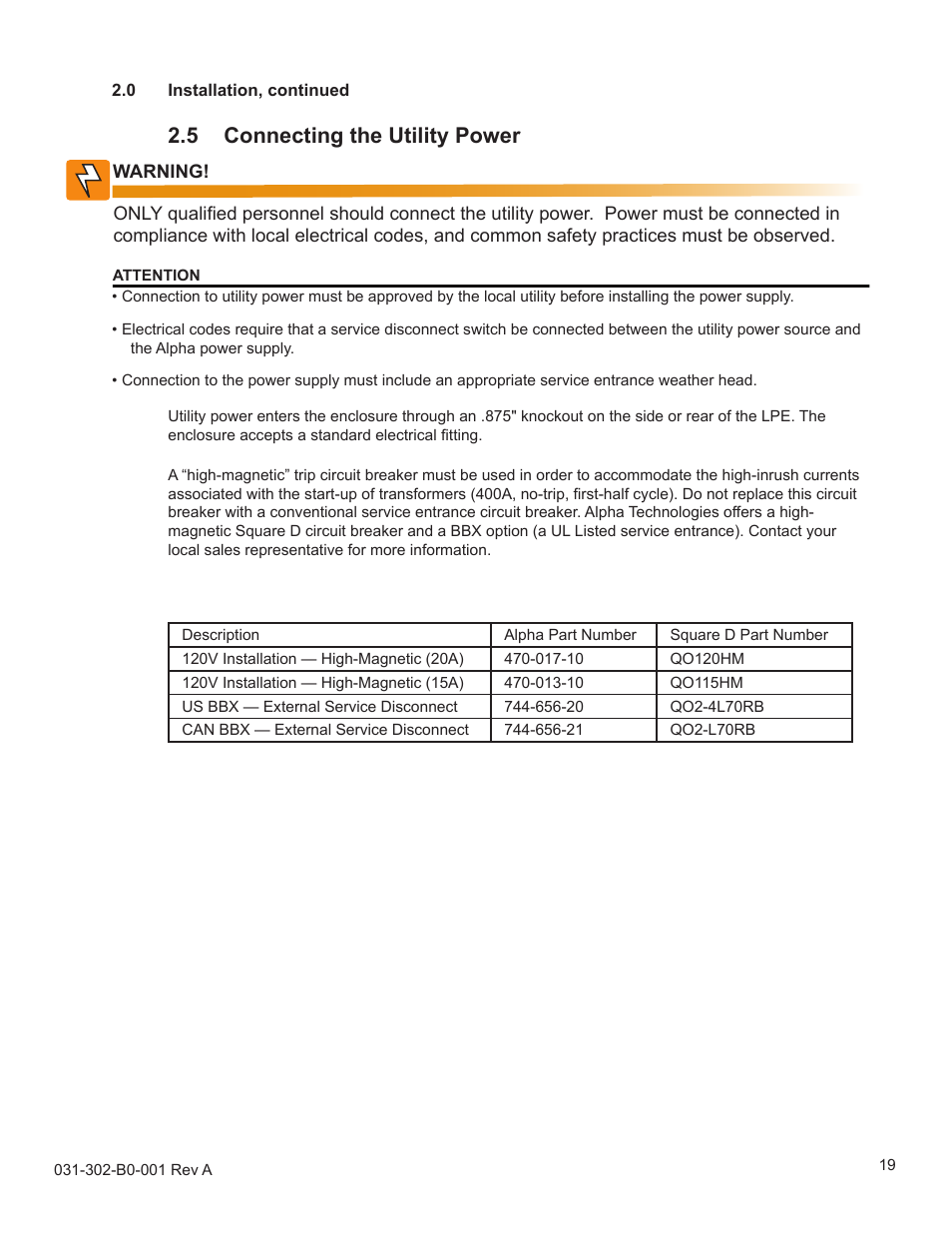 5 connecting the utility power | Alpha Technologies LPE Enclosure User Manual | Page 19 / 31