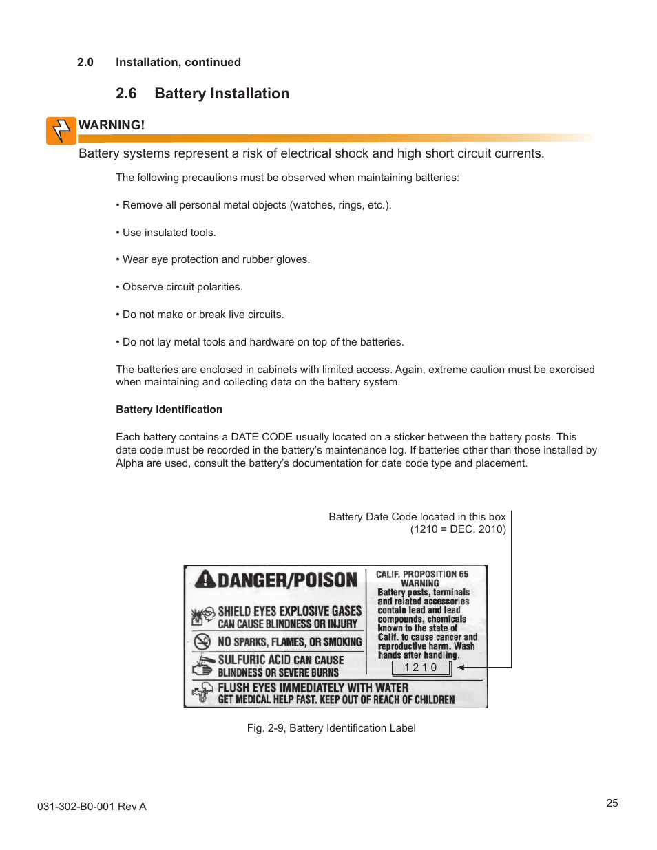 6 battery installation | Alpha Technologies LPE Enclosure User Manual | Page 25 / 31