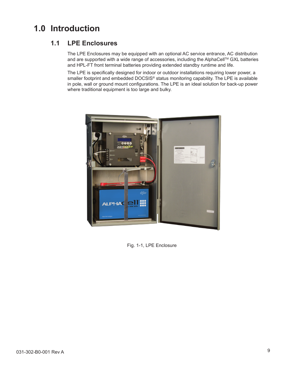 0 introduction, 1 lpe enclosures | Alpha Technologies LPE Enclosure User Manual | Page 9 / 31