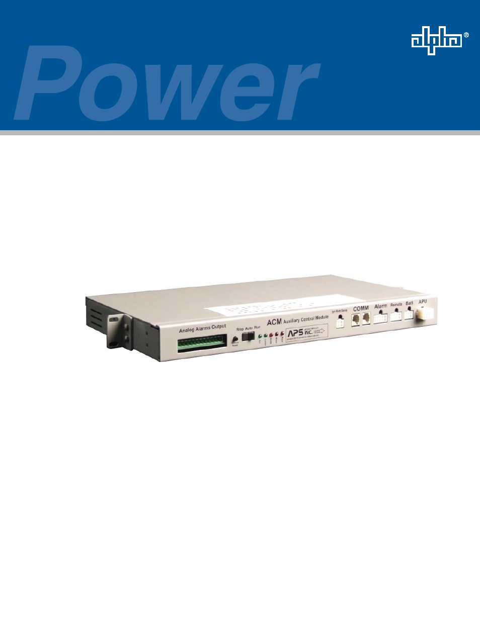 Alpha Technologies APU Control Module (ACM) User Manual | 30 pages