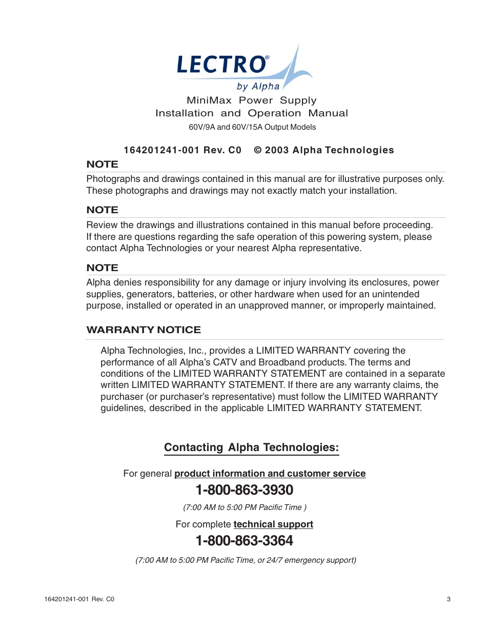 Alpha Technologies MiniMax Power Supply User Manual | Page 3 / 18