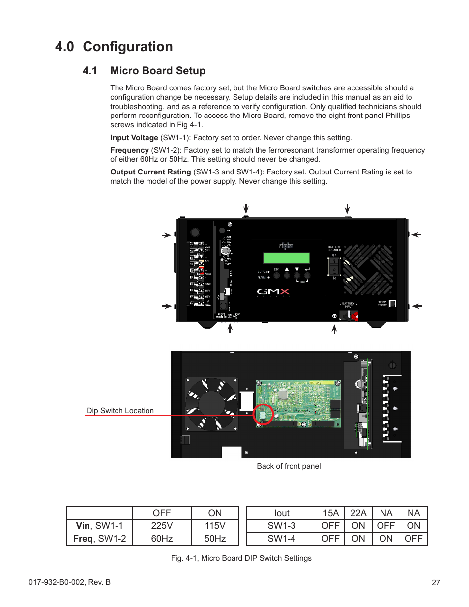 0 configuration, 1 micro board setup, Configuration .1 | Micro board setup | Alpha Technologies GMX-915 User Manual | Page 27 / 61