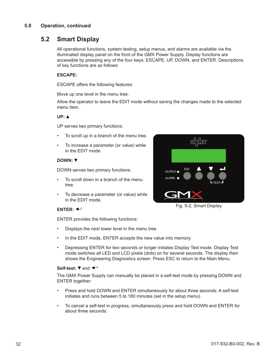2 smart display, Smart display, 0 operation, continued | Alpha Technologies GMX-915 User Manual | Page 32 / 61