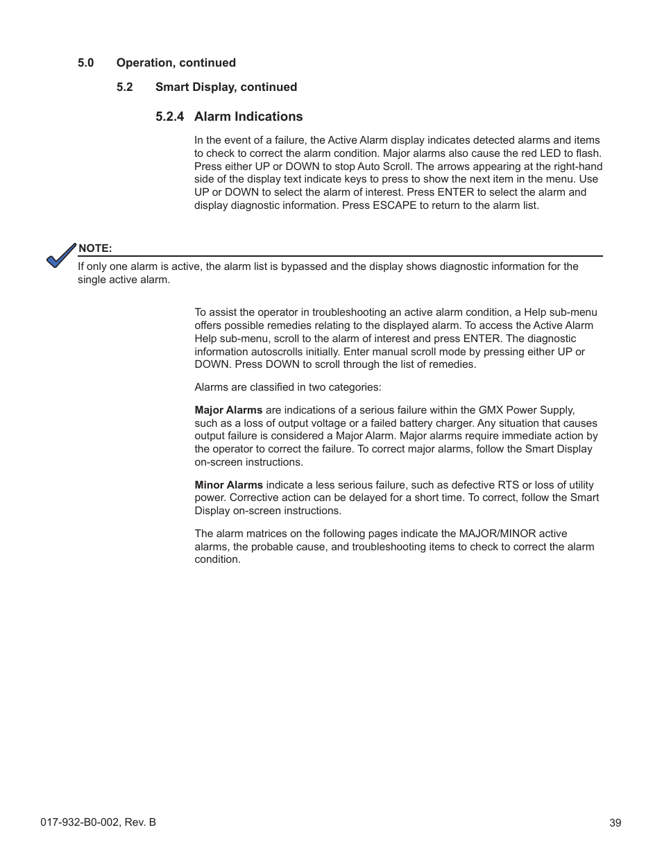 4 alarm indications,  alarm indications | Alpha Technologies GMX-915 User Manual | Page 39 / 61