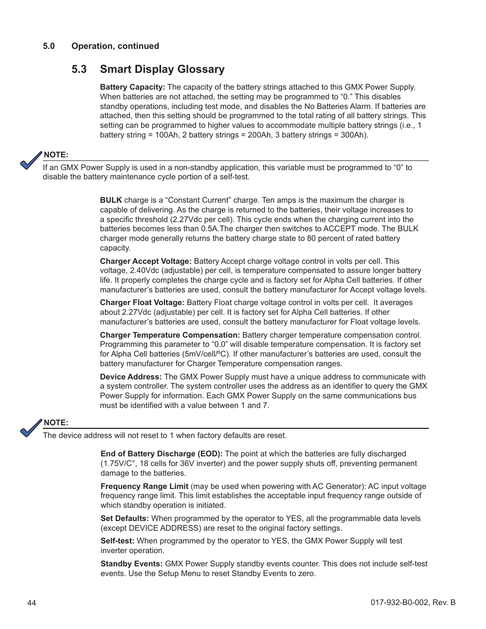 3 smart display glossary, Smart display glossary | Alpha Technologies GMX-915 User Manual | Page 44 / 61