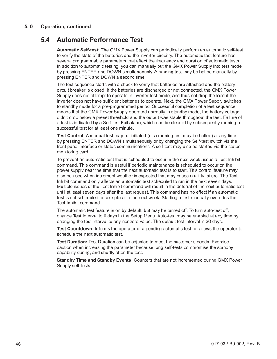 4 automatic performance test | Alpha Technologies GMX-915 User Manual | Page 46 / 61