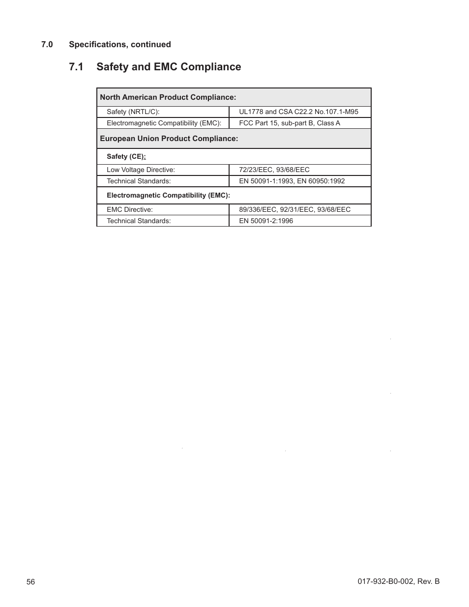 1 safety and emc compliance, Safety and emc compliance | Alpha Technologies GMX-915 User Manual | Page 56 / 61