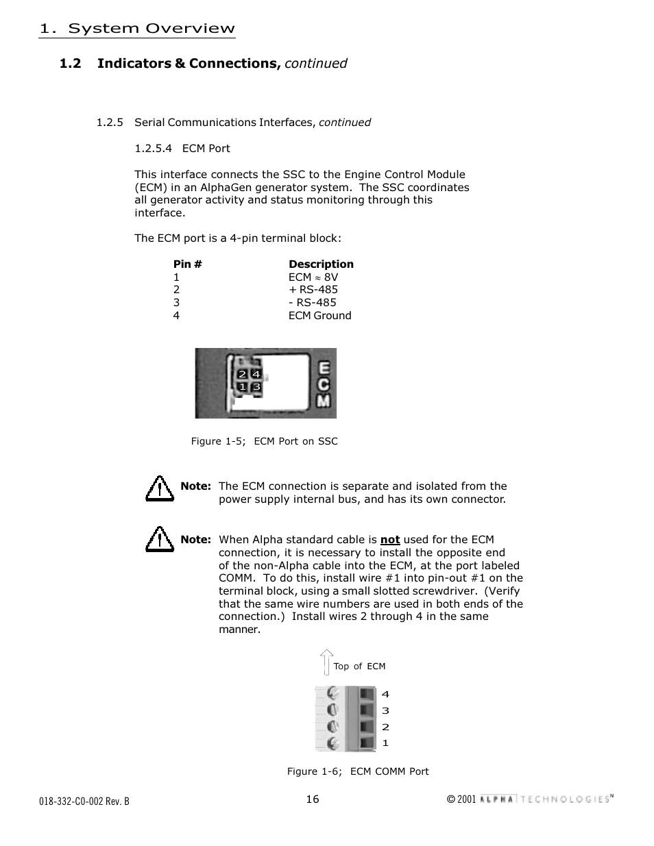 System overview, 2 indicators & connections, continued | Alpha Technologies Serial System Controller User Manual | Page 16 / 30