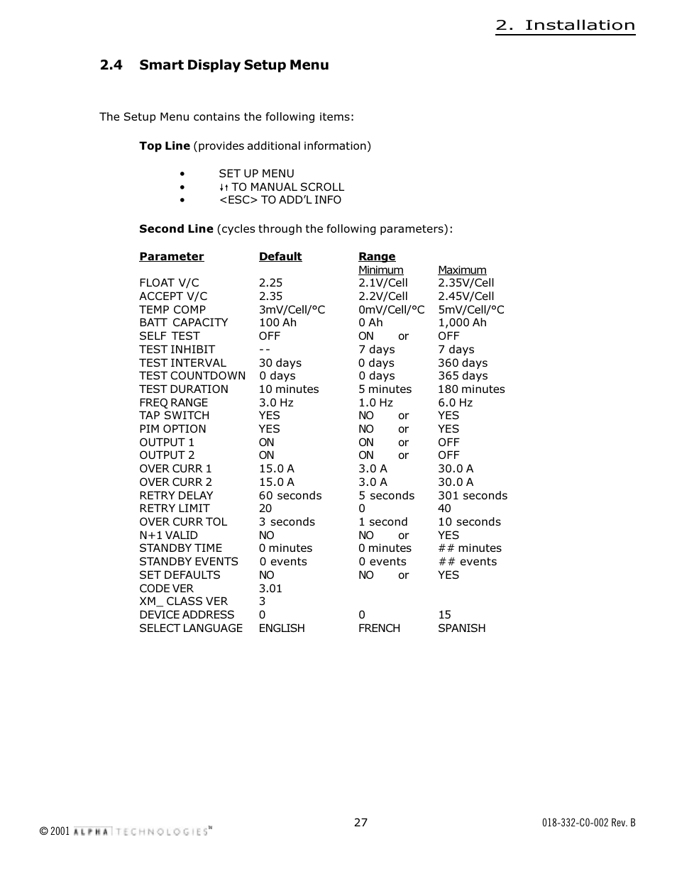 Alpha Technologies Serial System Controller User Manual | Page 27 / 30