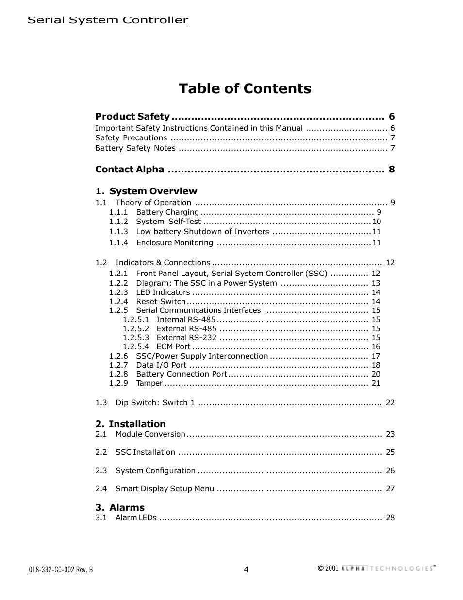 Alpha Technologies Serial System Controller User Manual | Page 4 / 30