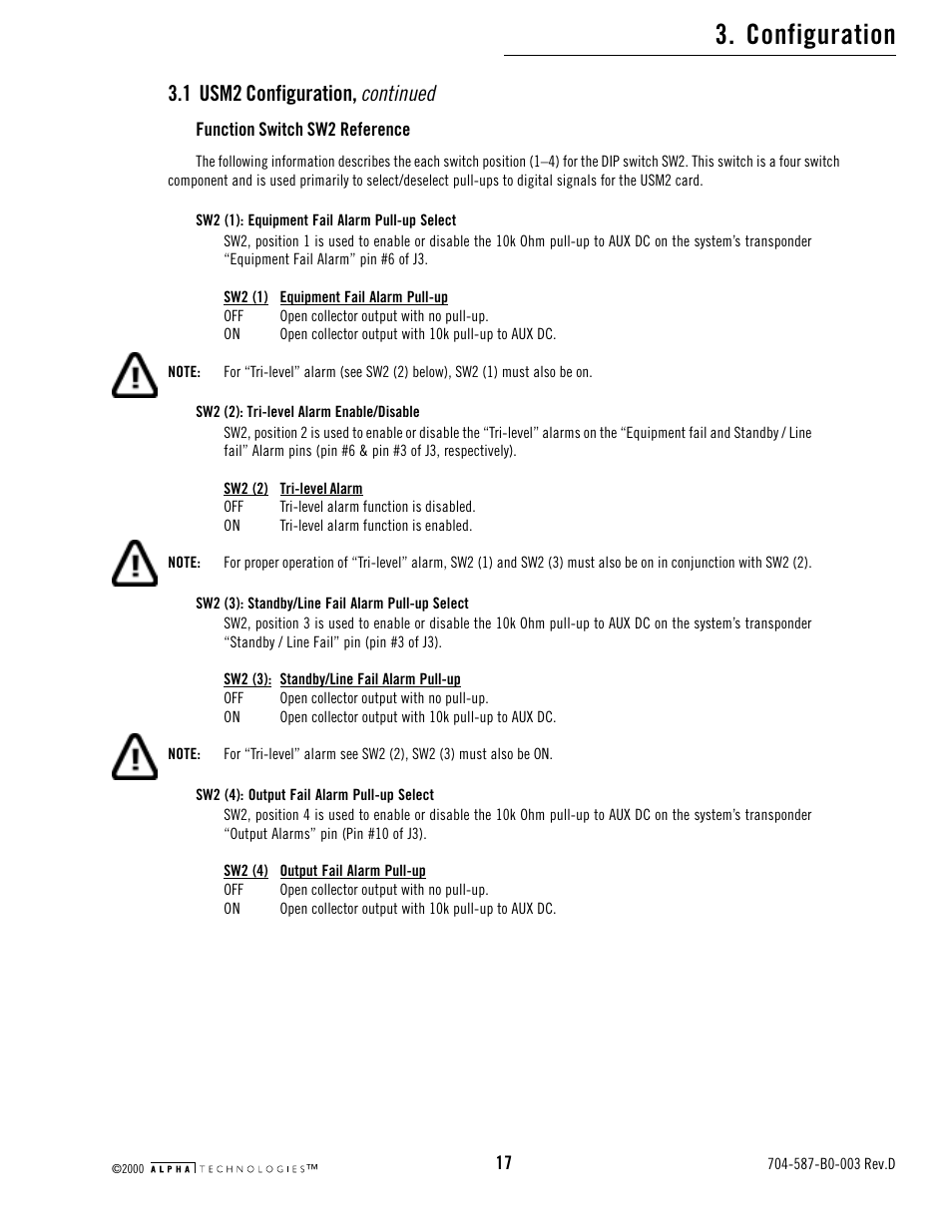 Configuration, Continued, 1 usm2 configuration | Alpha Technologies USM2 User Manual | Page 17 / 32