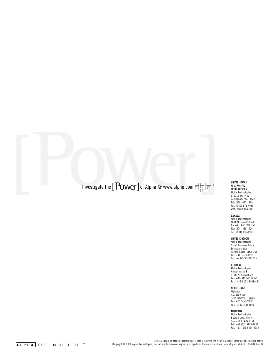 Alpha Technologies USM2 User Manual | Page 32 / 32